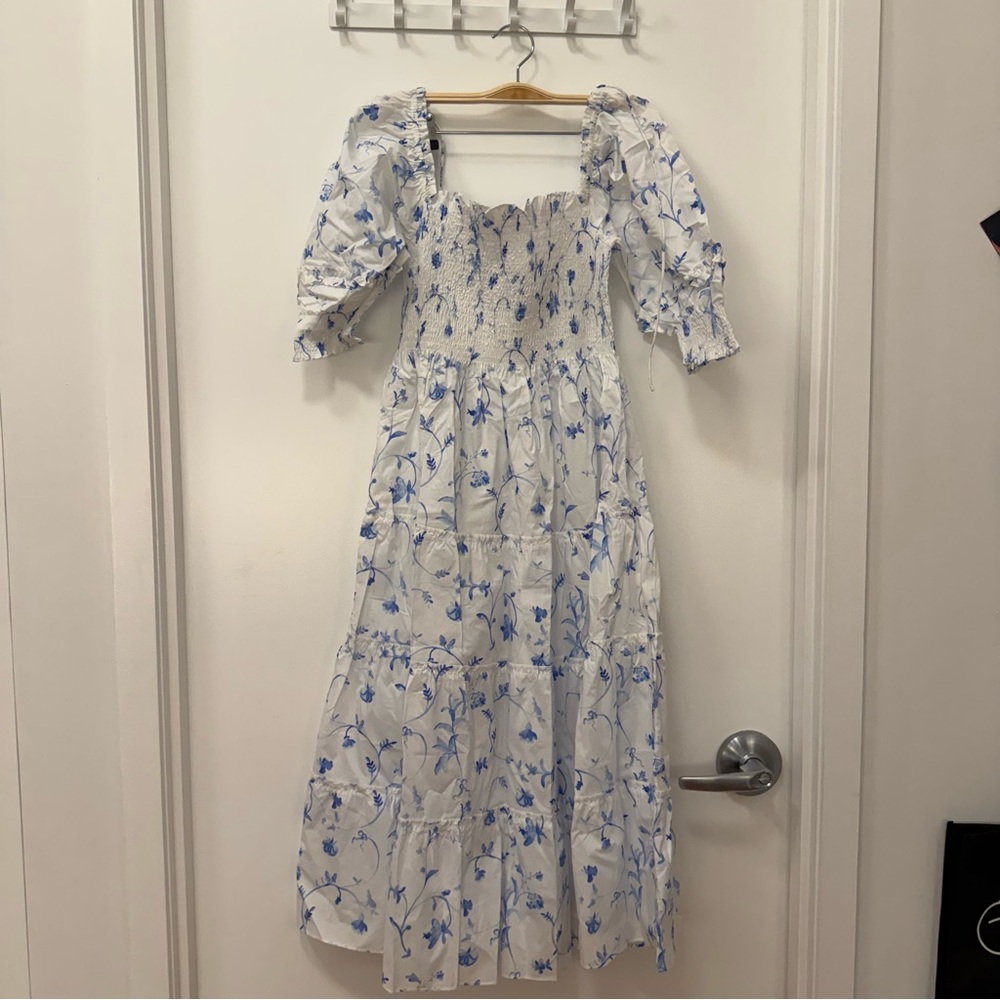 Hill House - Nesli Nap Dress, Blue Botanical - XS
